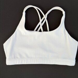 Athleta Girl Youth XL 14 Sports Bra Cross Back Strappy White Padding Removed